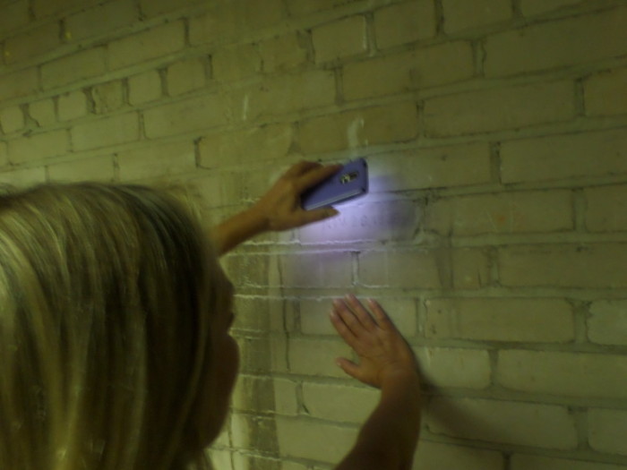 Reading History: Above, volunteer Tammy G assists in deciphering 90-year-old jail graffiti.