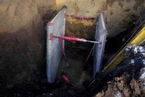 Troy DPW workers install new water and sewer lines to the Niles Barnard House