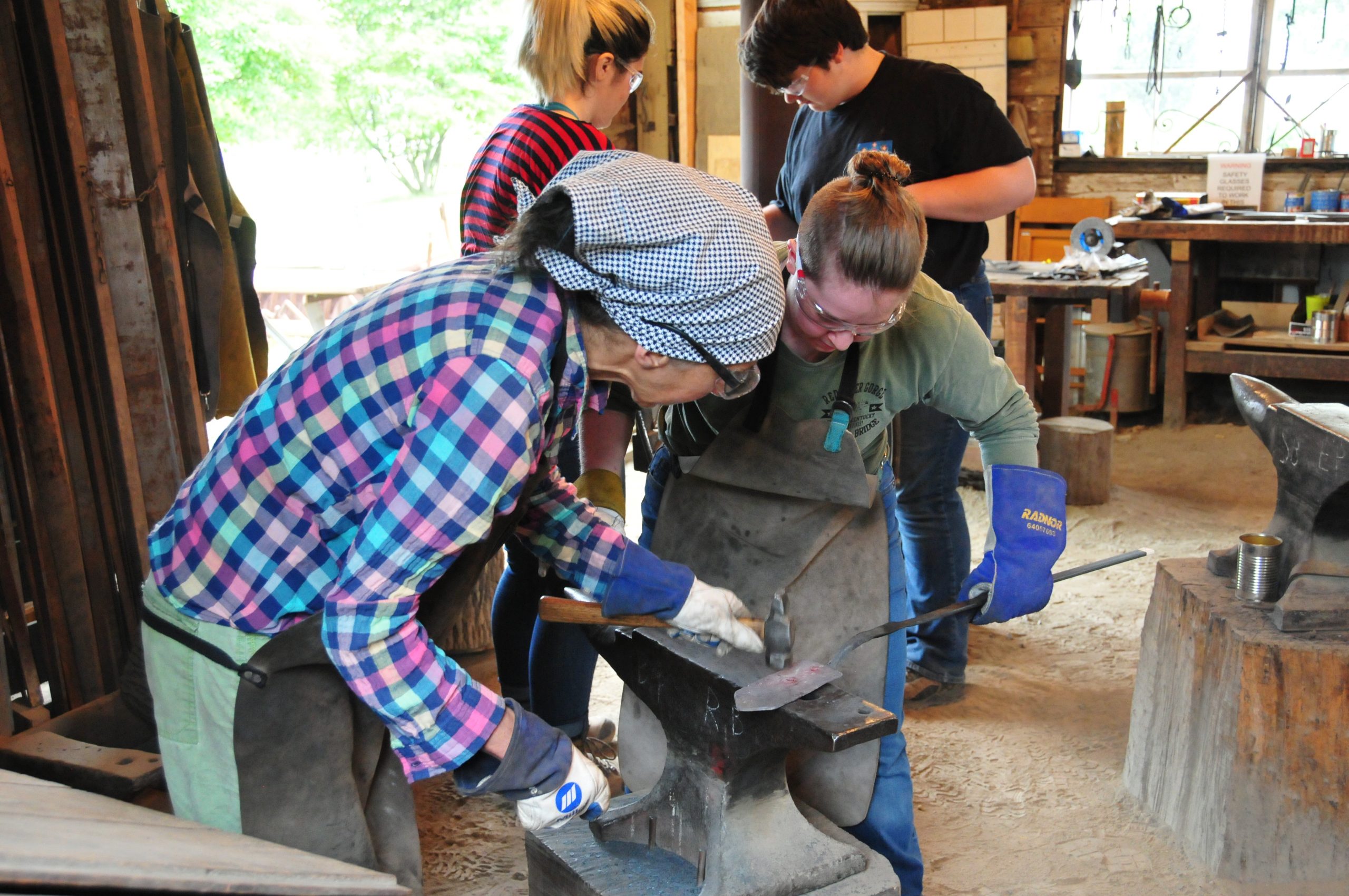 Anvil Time Blacksmithing Class inside 19th c Wagon Shop